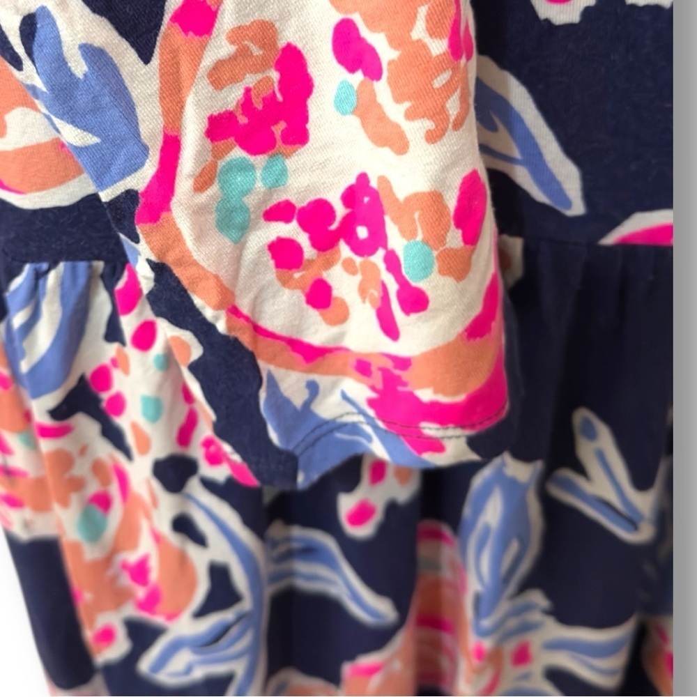 532 Lilly Pulitzer | EUC Peru 100% cotton Navy Floral 3/4 Sleeve Dress (size M) - Picture 5 of 11